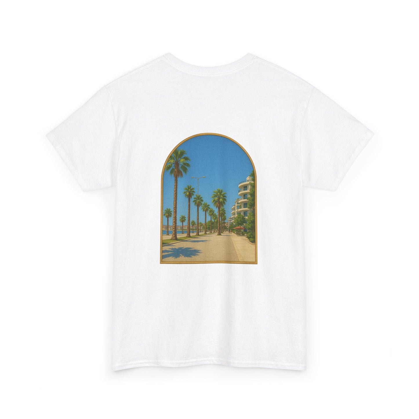 Unisex Heavy Cotton Tee with Flow Design, Summer
