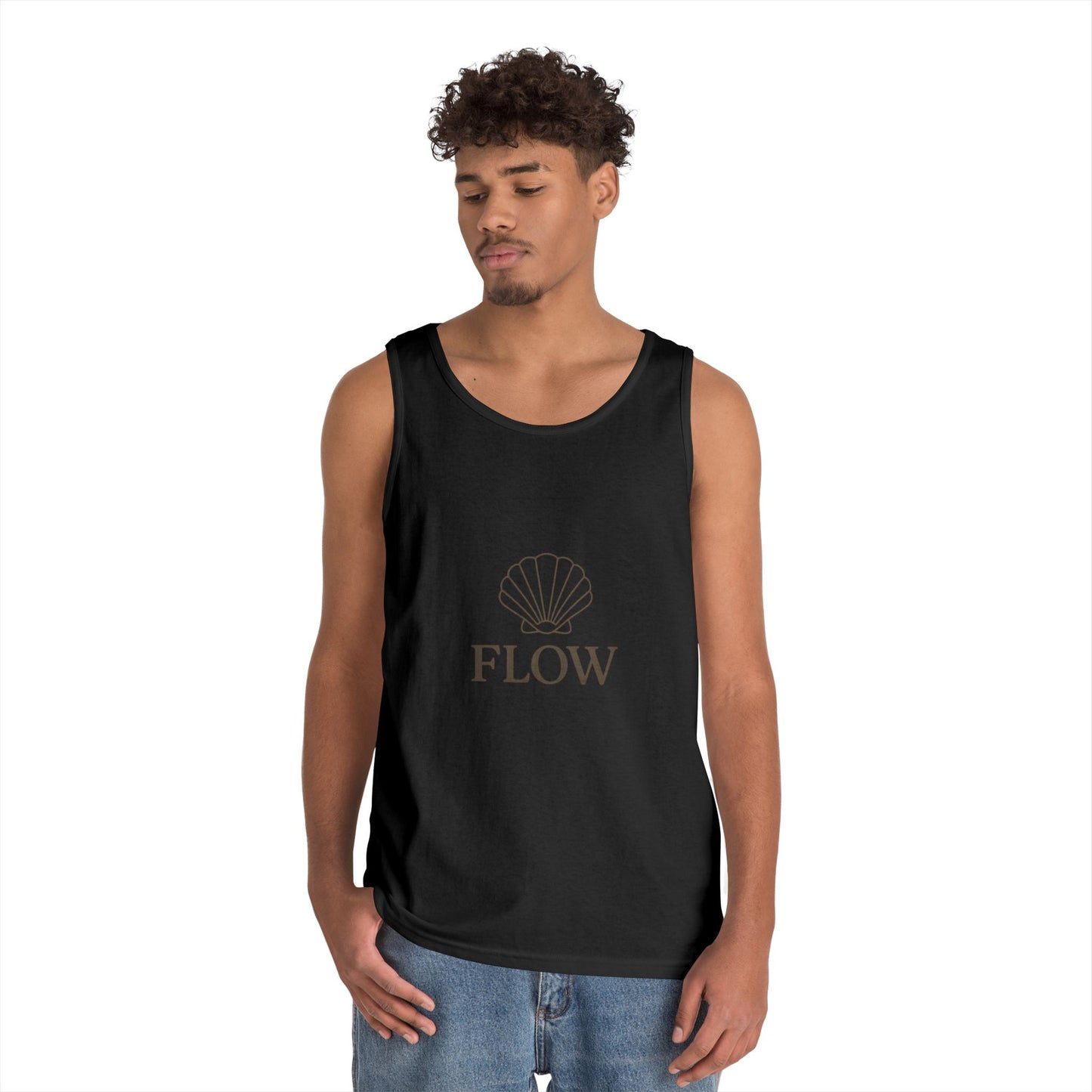 Flow Shell Unisex Heavy Cotton Tank Top | Beach Vibes, Summer Wear, Casual Outfit, Gift for Her, Relaxed Style