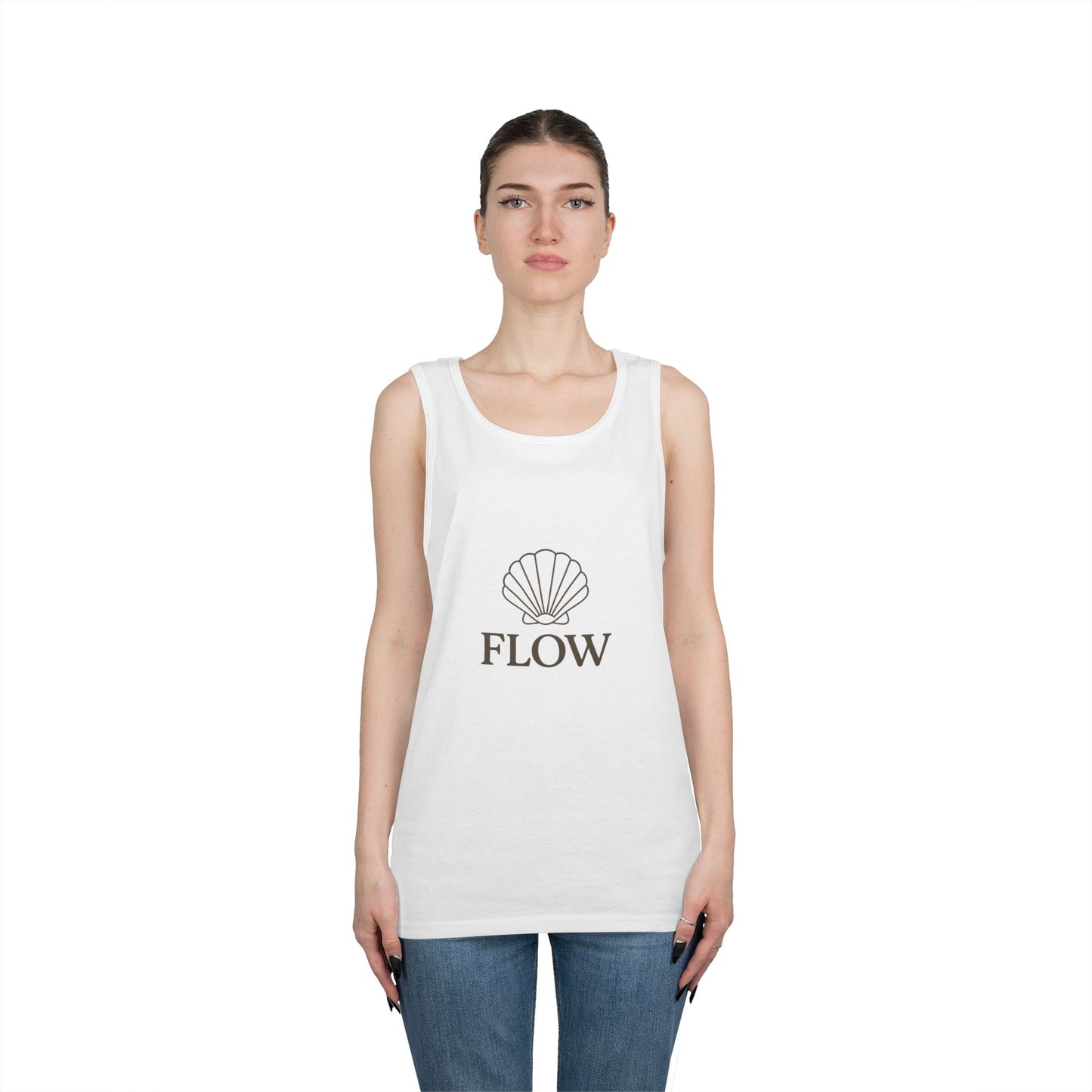 Flow Shell Unisex Heavy Cotton Tank Top | Beach Vibes, Summer Wear, Casual Outfit, Gift for Her, Relaxed Style