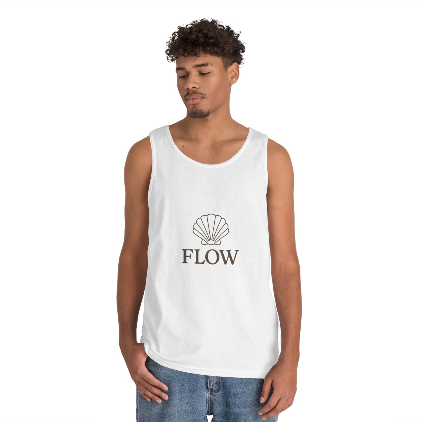Flow Shell Unisex Heavy Cotton Tank Top | Beach Vibes, Summer Wear, Casual Outfit, Gift for Her, Relaxed Style