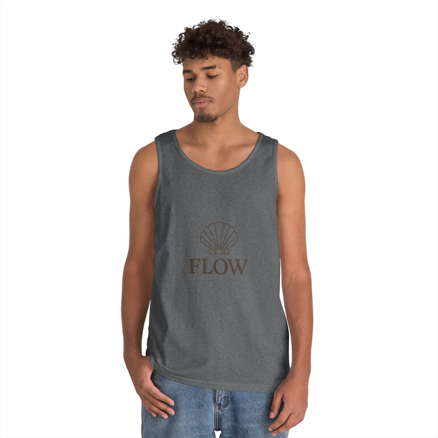 Flow Shell Unisex Heavy Cotton Tank Top | Beach Vibes, Summer Wear, Casual Outfit, Gift for Her, Relaxed Style