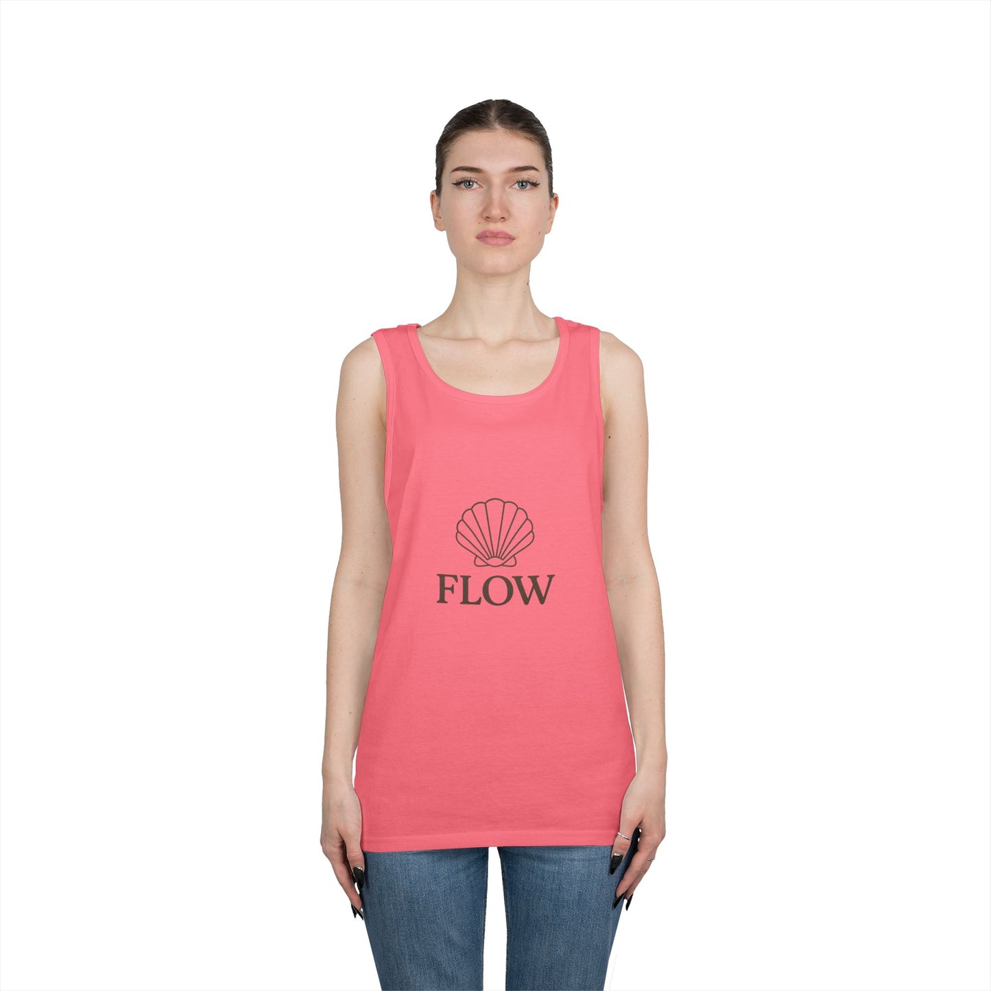 Flow Shell Unisex Heavy Cotton Tank Top | Beach Vibes, Summer Wear, Casual Outfit, Gift for Her, Relaxed Style