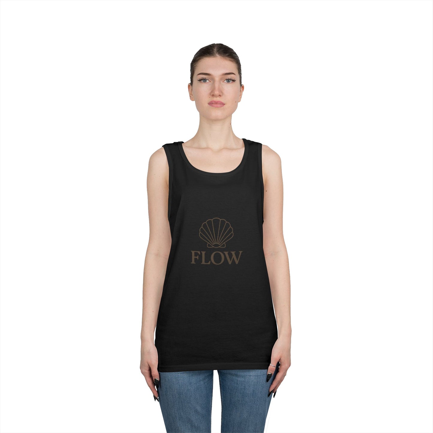 Flow Shell Unisex Heavy Cotton Tank Top | Beach Vibes, Summer Wear, Casual Outfit, Gift for Her, Relaxed Style