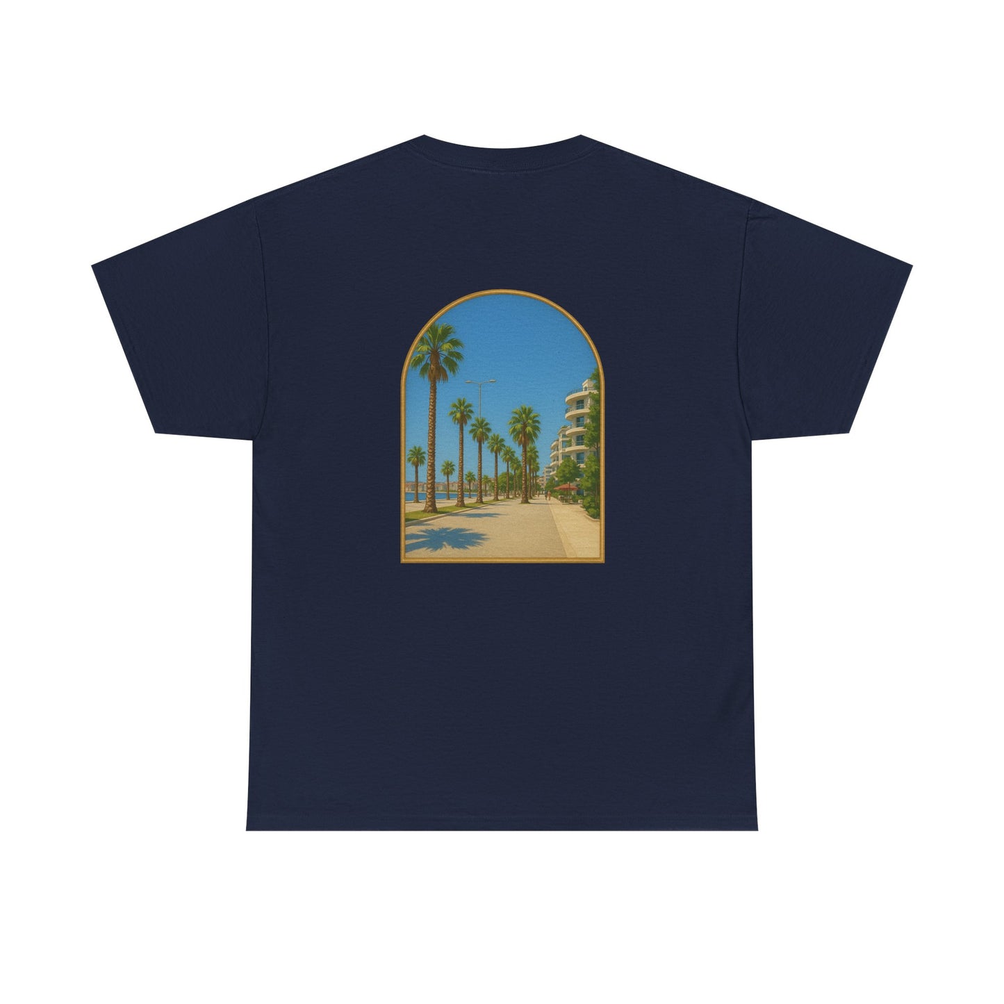 Unisex Heavy Cotton Tee with Flow Design, Summer