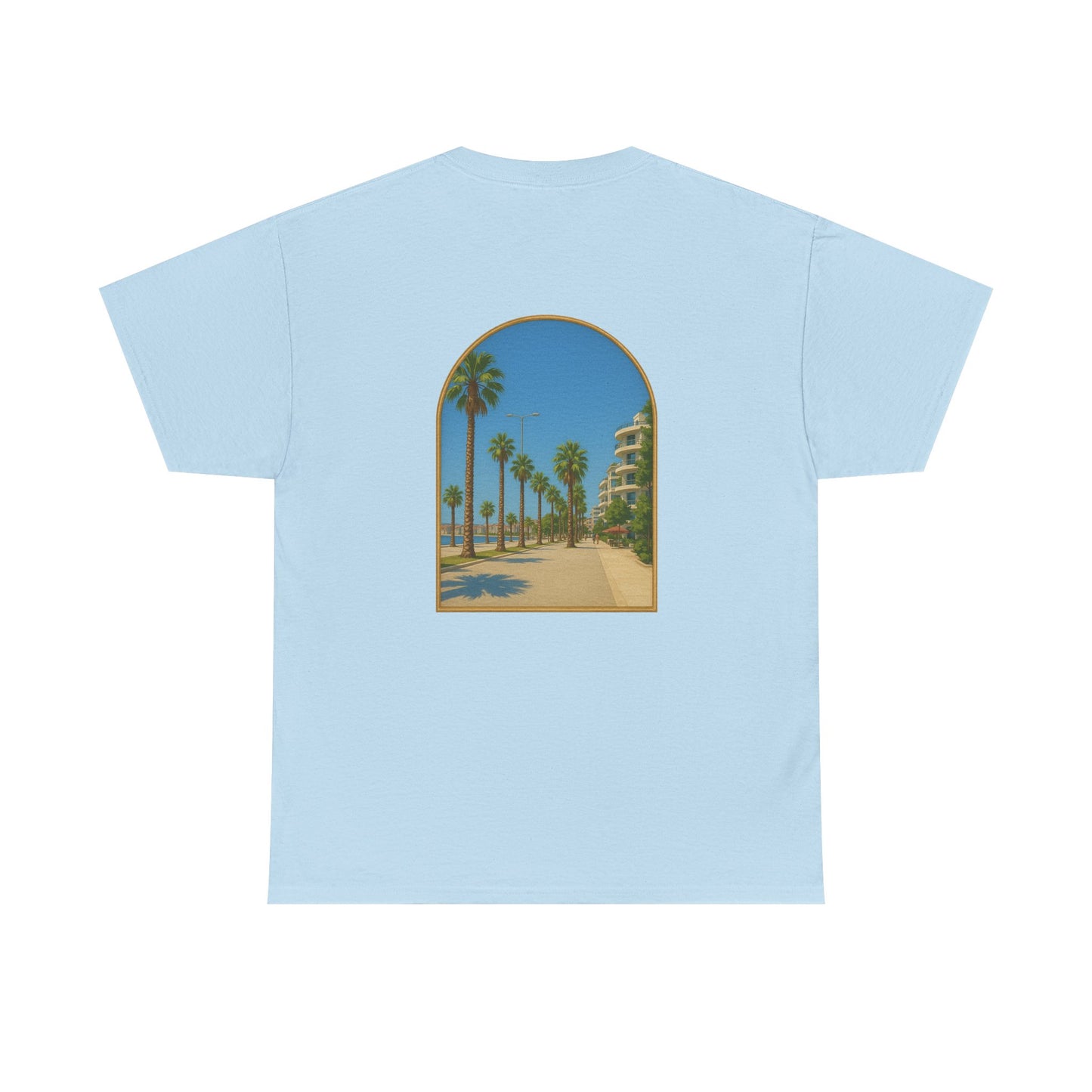 Unisex Heavy Cotton Tee with Flow Design, Summer