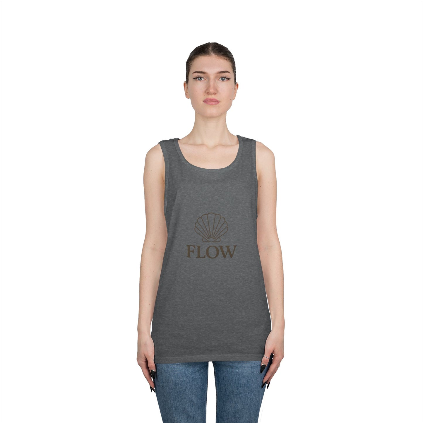 Flow Shell Unisex Heavy Cotton Tank Top | Beach Vibes, Summer Wear, Casual Outfit, Gift for Her, Relaxed Style