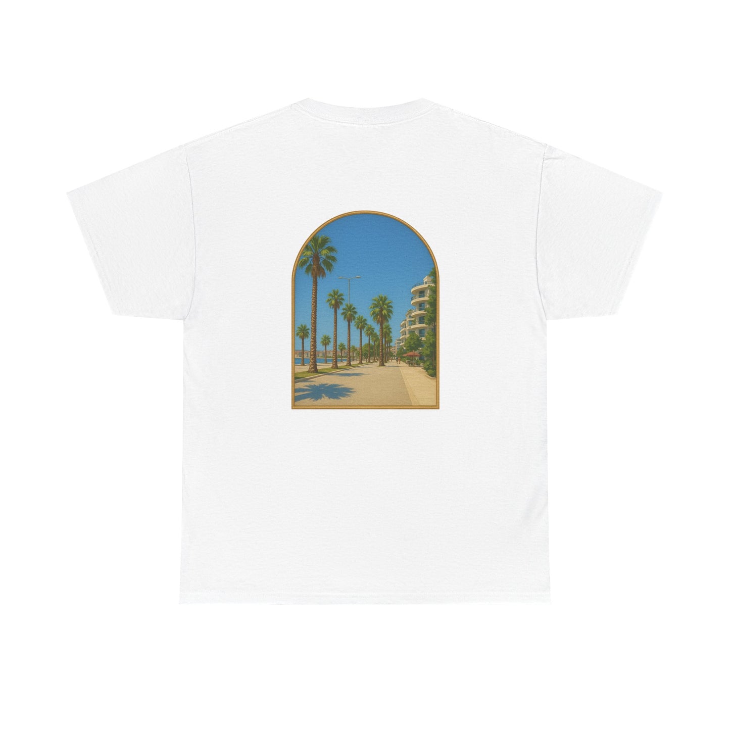 Unisex Heavy Cotton Tee with Flow Design, Summer