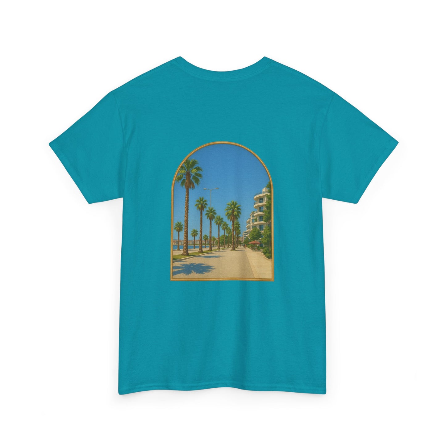 Unisex Heavy Cotton Tee with Flow Design, Summer