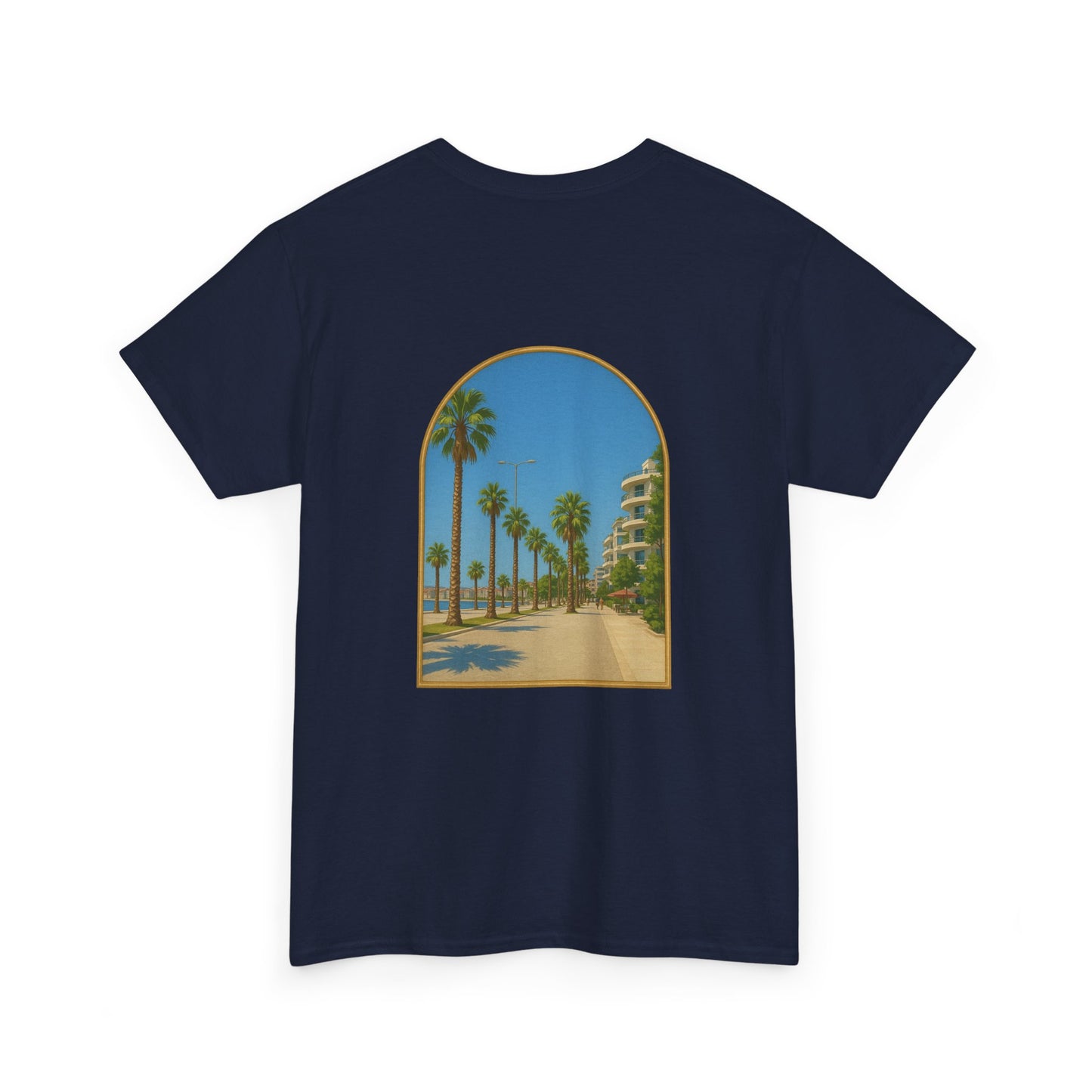 Unisex Heavy Cotton Tee with Flow Design, Summer