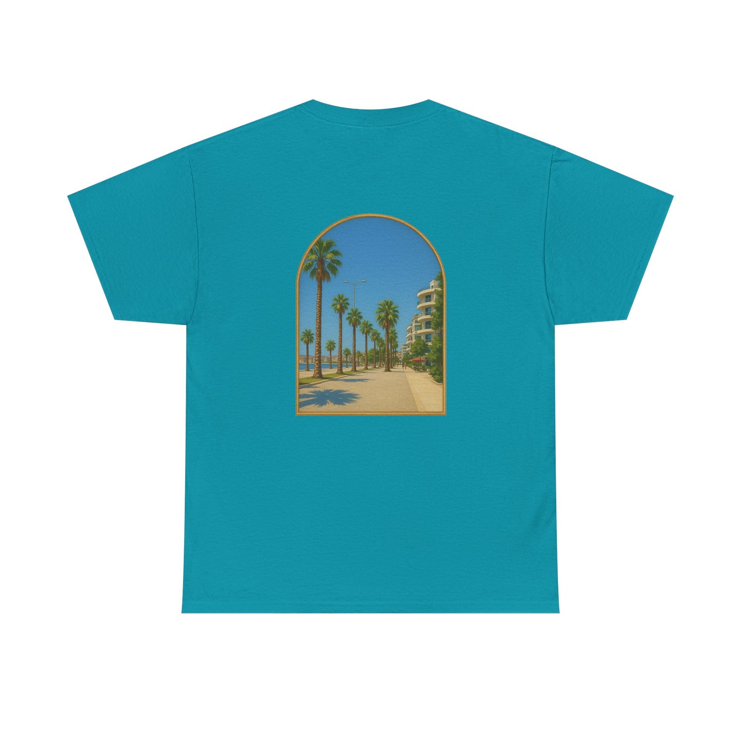 Unisex Heavy Cotton Tee with Flow Design, Summer