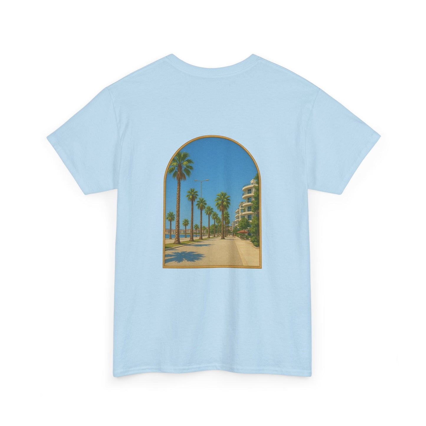 Unisex Heavy Cotton Tee with Flow Design, Summer