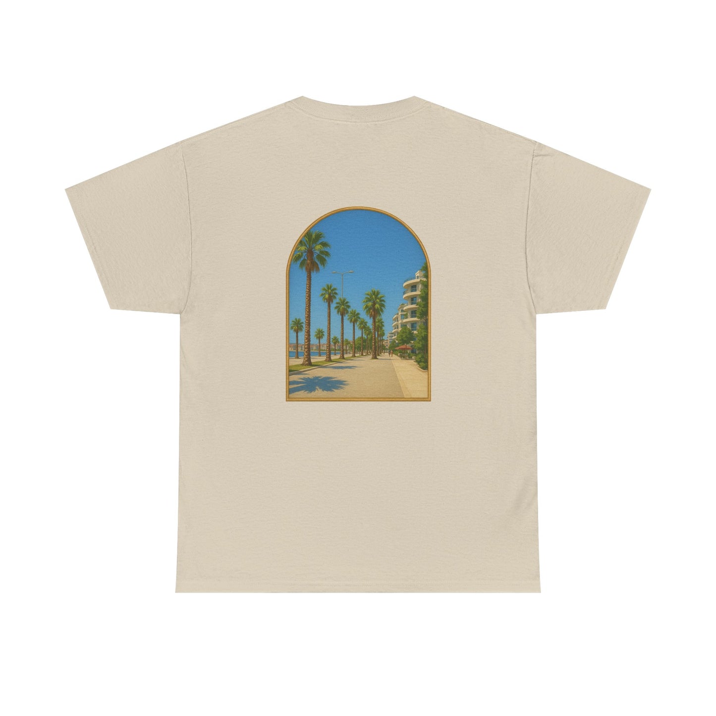 Unisex Heavy Cotton Tee with Flow Design, Summer